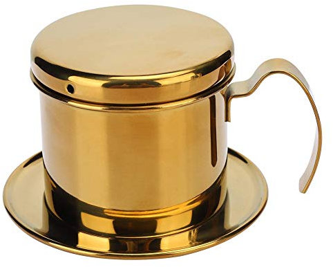 Cikonielf Birraio a Goccia in Stile vietnamita caffettiera in Acciaio Inox caffettiera per Ufficio Cucina Domestica all'aperto(Oro)