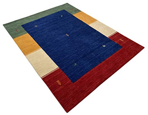 WAWA TEPPICHE Orientalischer Teppich Gabbeh Loom Handgefertigt 100% Lori Buff Debbich (Blau, 170_x_240_cm)