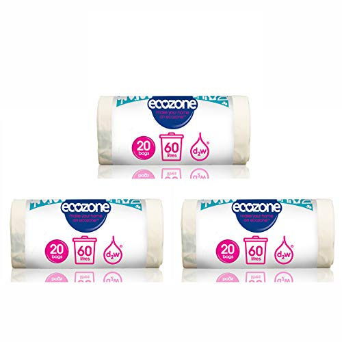 Ecozone Biodegradable Bin Liner 60L. Pack of 3