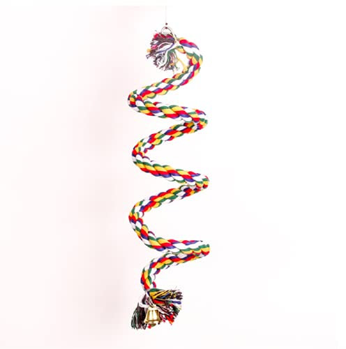 YJZQ Papagei Kletterseil Buntes Baumwollseil Vogel Baumwolle Schaukel Papagei Spielzeug Vogel Barsch Seil Bungee Seil mit Glocke für Vögel Wellensittiche Sittiche Papagei Spiral Schaukel Kletterkäfig