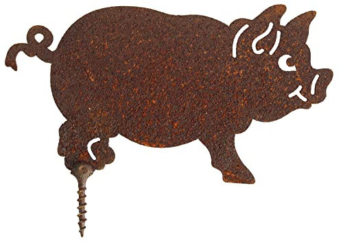 Manufaktur Lichtbogen Rost Schwein zum Einschrauben Edelrost Gartendeko aus Metall Glücksschwein