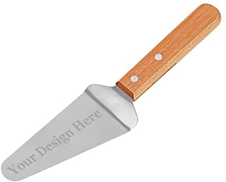 Muka Pelle à tarte et Pizza personnalisée en acier inoxydable avec manche en bois, gravée au laser Argent