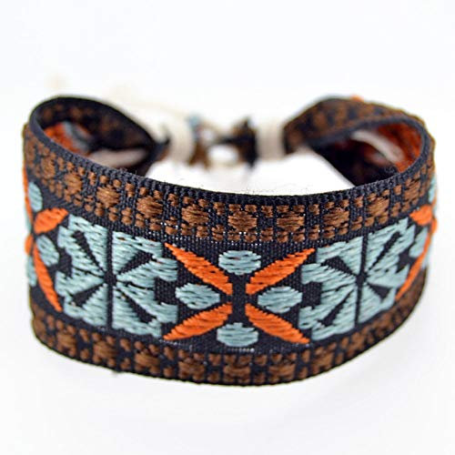 YSGE Bracelet Corde,Bracelet Tissé À La Main Bohême Marron Géométrie Figures Jacquard Large Vintage Ethnique Bracelets De Corde Tressée Réglable BFF Bracelet De Cheville Chanceux Bijoux pour Homme