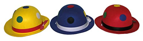 Karneval-Klamotten Clown Melone Mini Hut mit Punkte 2 Stück Zubehör Zirkus Karneval, Rot, Bunt
