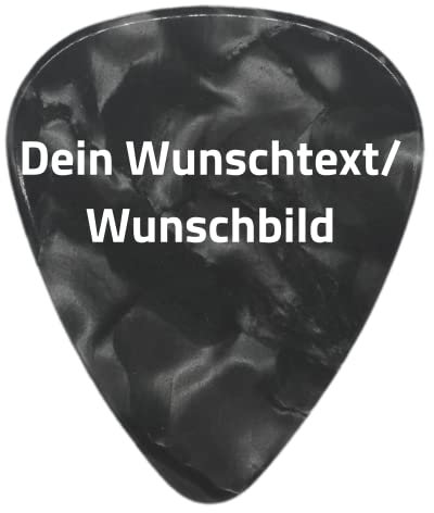 Plektrum mit Wunschtext oder Wunschbild - Personalisiertes Plektrum mit Druck - Individuell und schnell gestalten mit Wunsch-Druck - mit eigenem Bild oder Text (Heavy, Schwarz (Perlmutt))