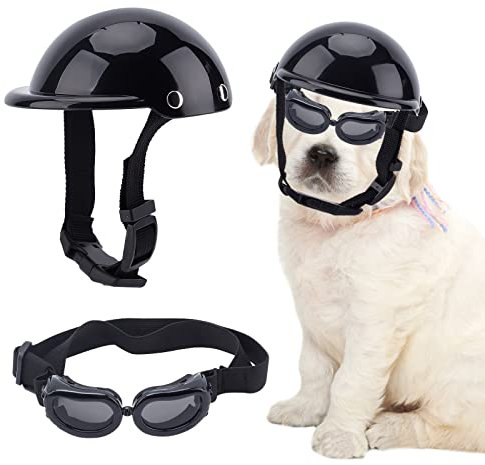 WEBEEDY Mini UV-Schutzbrille Für Kleine Haustiere, Sicherheits-Ridding-Kappe, Motorrad-Hundehelm Hundehelm, Hund Katze Zubehör Haustier Spielzeug Hut, Winddichter Schneefester Augenkopfschutz (10 cm)