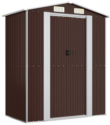 vidaXL Capanno da Giardino Marrone Scuro 192x108x223cm Acciaio Zincato