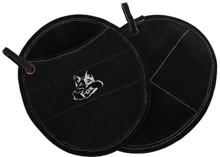 Black Forest Fox Pro 300 Ofenschlupfer | TOPFLAPPEN Echtleder | hochwertiges Leder | handgemachtes Unikat chemisch unbehandelt Schwarz-Schwarz, Ofenschlupfer Rauleder