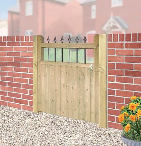 Hampton Low Single Garden Gate - Pressure Treated Scandinavian Redwood - W750 x H1200 mm