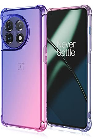 Topme Coque pour OnePlus 11 5G (6.7 inches), Étui de Téléphone Portable en Silicone TPU Souple avec Dégradé de Couleur Transparent - Bleu Rose