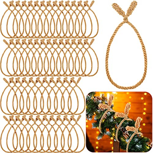 50,8 cm große Weihnachtsgirlanden-Krawatten für Geländer, wiederverwendbare und flexible Twist-Bänder für Weihnachten, Urlaub, Heimdekorationen, Weihnachtsbasteln, Verpackung (100 Stück, Gold)