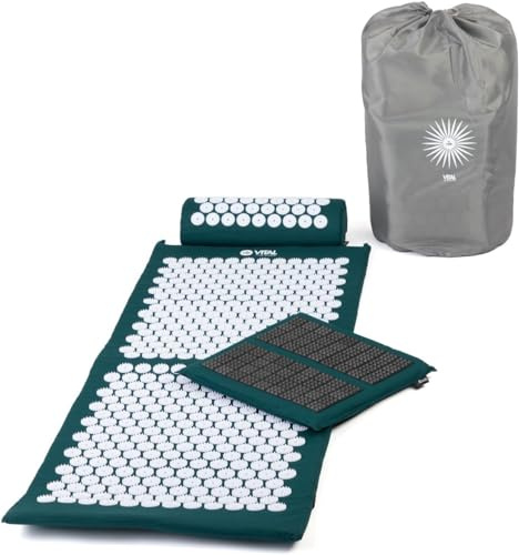 Bodhi VITAL Akupressurmatte XL Deluxe-Set Spiky | Massagematte im Set mit Nadelkissen, Fußmatte & Tasche | Selbstmassage für zu Hause | Fakirmatte gegen Nacken & Rückenschmerzen | petrol