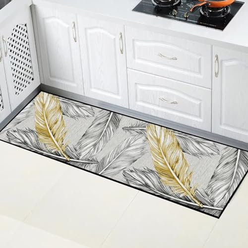 HUAXIQUE Outdoor Teppich Waschbarer Geometrische Muster Waschbarer Teppich LäUfer Grüner Teppich Läufer für Wohnzimmer Flur Büro Schlafzimmer Küche 50x120cm Stile Q