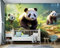 Papier Peint Intissé Herbe De Forêt De Bambou Panda Dessin Animé Décoration Murale Poster Tableaux Muraux Salon Chambre Art Mural Taille Personnalisée