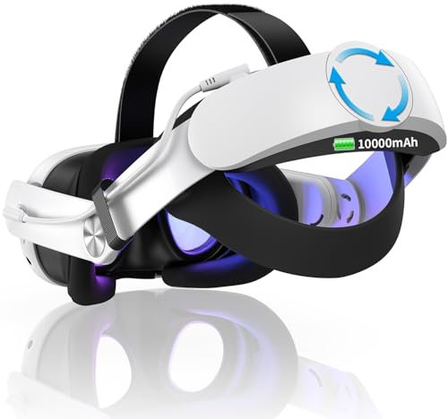 Younik Quest 3 Kopfband mit 10000 mAh Batterie, Verstellbares Quest 3 Strap mit Kopfpolster zur Reduzierung des Kopfdrucks, Schnell Aufladbares Quest 3 Headstrap für Längere Spielzeit