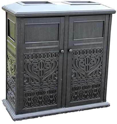Papelera Del Hotel Cubo de basura cilíndrico largo for exteriores Cubo de basura de aluminio fundido comercial con tapa de cubo de basura de clasificación de cenicero Papelera De Reciclaje Del Parque