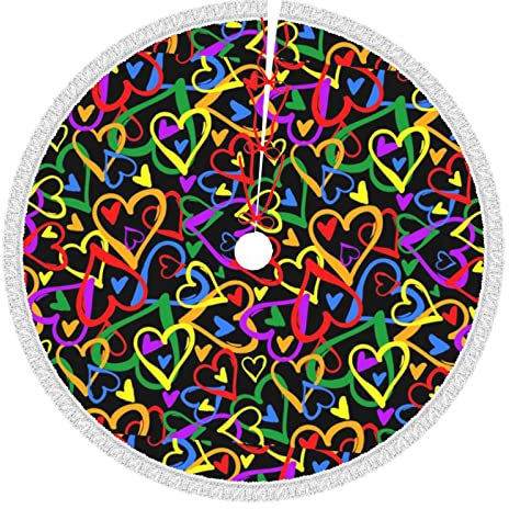 Gay Pride Regenbogen-Druck Weihnachtsbaum Rock Weihnachtsbaum Rock Dekor Urlaub Polyester Weihnachtsbaum Matte