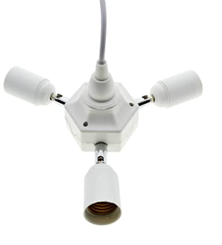 SENHE 3 + 1E26/E27 Base de Lampe Extension Rotative Ignifuge PBT Universel Suspendu Lampe Support Lampe LED Douille Répartiteur