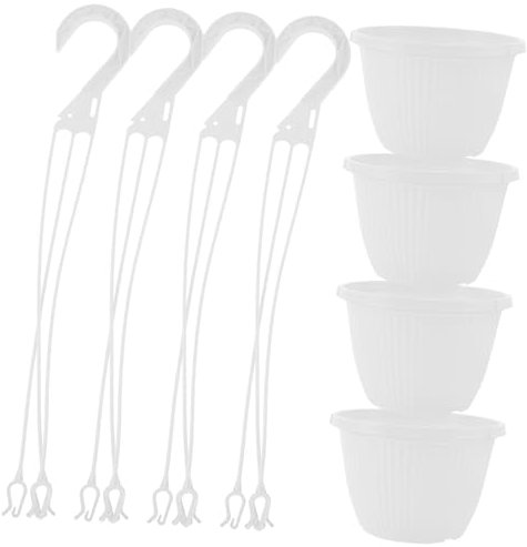 Sosoport Pflanzentöpfe 4 Stück Hängepflanzgefäß Aus Kunststoff Hängend Gartendekoration Hängetöpfe Aus Kunststoff Kaktus Topf Blumen Blumenampel Weiß Drinnen Plastik Orchideentopf