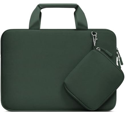 MOSISO Housse Ordinateur Portable Compatible avec MacBook Pro 16, HP Acer Dell Lenovo ASUS,15-15,6 Notebook,Neoprene Sac Porte-Documents avec Petite Valise Détachable,Vert Minuit