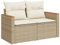 vidaXL Gartensofa mit Kissen 2-Sitzer, Sofa für Garten Terrasse, Terrassensofa mit abnehmbarem waschbarem Bezug, Gartenmöbel Terrassenmöbel, Beige Poly Rattan