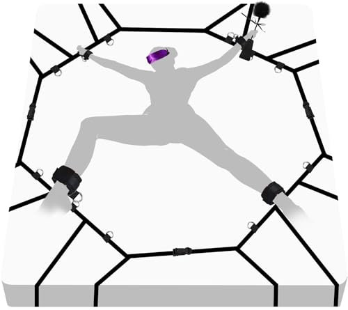 Bondage-Set Bett Fesseln BDSM Sex-Spielzeug für Liebhaber Extrem stabiles Fußfesseln mit Bettfesseln, Handschellen, Augenbinde Erotik Fesselset für Anfänger und erfahrene Paare