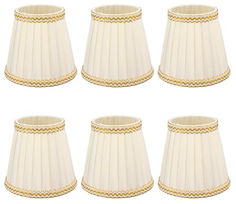 6 Stück Kleine Lampenschirme, Stoff-Stoff-Fass-Stoff-Lampenschirm für Tischlampe, Clip-on-Trommel-Lampenschirm für E14-Glühbirnen, Kronleuchter-Kerzenbirnen, 3,5 X 5,5 X 5,1 Zoll