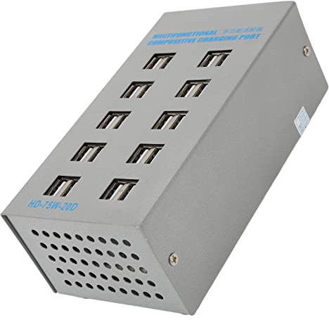Powered USB Hub, 20 Port USB 3.0 Hub, Powered USB Hub Stainless Steel Multifunctional 20 Port USB Smart Hub Splitter Charging Port Power Adapter