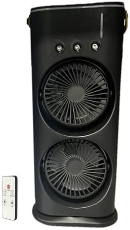 Ventilador enfriador portátil,Ventilador de aire acondicionado | Ventilador enfriador de aire personal de doble cabeza - Enfriador de aire, ventilador de mesa, ventilador más fresco con luces LED para