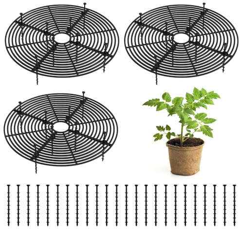 MININUSI 3 Stück Blumentopfgitter 30cm Blumentopf Abdeckung Blumenkübel Pflanzenschutz Katze Rund Pflanzenschutzgitter Blumentopf Bodenschutz mit 24 Bodennägeln Blumentopf Schutz für Haustiere