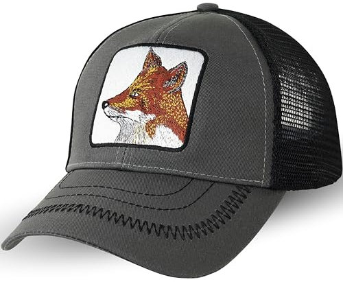 EXPRESS-STICKEREI Trucker-Kappe - The Farm Netzkappe Mesh Cap Snapback verstellbare Kappe Sport Cap Urban Basecap Baseball Kappe mit Verschluss (DE/NL/SE/PL, Alphanumerisch, Einheitsgröße, Grau)