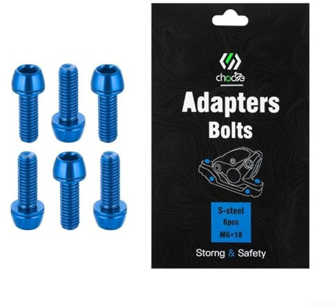 Lot de 6 boulons de fixation fiables pour étrier de frein à disque, M6 x 18 mm, parfaits pour les vélos VTT (bleu)