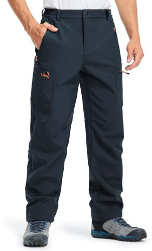 Libin Thermohose Herren Skihose Wanderhose Winter Softshellhose Winterhose Outdoorhose Wasserdicht Schneehose Snowboardhose Fahrradhose, Marine XL