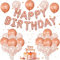 Set de Décoration Happy Birthday, Ballons Rose Gold, Topper et Décorations pour Anniversaire Fille et Femme