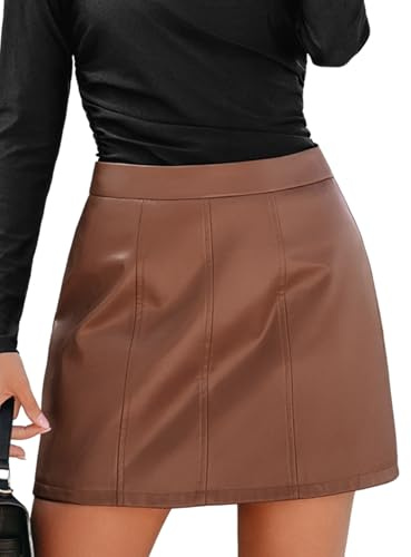 CUPSHE Damen Minirock Kunstleder A-Linie Kurz Mode Rock Freizeitkleidung