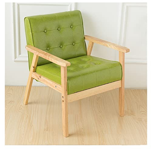 GAONUDAN Home Mid-Century Akzentstuhl, moderner Retro-Freizeitstuhl mit Massivholzrahmen, Einzelsofa-Sessel, Lounge-Lese-Clubsessel aus PU-Leder für Wohnzimmer, Schlafzimmer (Farbe: Grün-2)