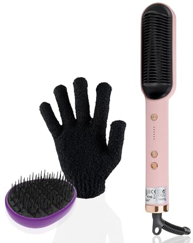 ID Italian Design Proliss and Silk Glättbürste, 6 Temperaturstufen, schnelles und gleichmäßiges Erhitzen, kompakt und leicht, Glätte und Locken, automatische Abschaltung, inklusive Thermohandschuh und