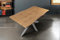 SAM Esstisch Josy | 120 x 80 cm | Holz Wildeiche-Optik | Spider-Gestell Metall Silber | 40 mm Tischplatte mit Baumkante | Tisch für Esszimmer & Küche