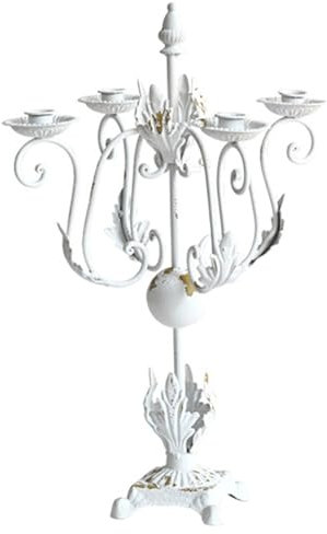 Cast Iron Candelabra Vintage Candlestick Holders - 4 Arms, Tall Metal Candle Holders for Taper Candles - Table Centerpiece, Home Décor