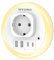 SIYOMG LED Nachtlicht Steckdose mit Dämmerungssensor, 2 USB ports und 2 USB-C ports (3.6A), 6 Lichtfarben Einstellbar, Helligkeitssensor-Auto/ON/OFF mit Lichtsensor