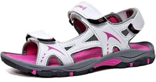 Dunlop - Sandalias planas de senderismo para mujer, Blanco fucsia L, 38 EU