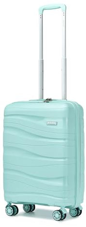 KONO Handgepäck Klein Koffer Trolleys 55cm Leicht Hartschalenkoffer Reisekoffer mit 4 Rollen und TSA Schloss, 56x39x20.5cm, 39Liter, Zwillingsrollen Polypropylen Rollkoffer (M-Hellgrün, S)