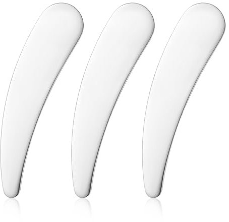 Lot de 3 mini spatules de maquillage en métal réutilisables, pour mélanger et échantillonner des crèmes de soins de la peau et des yeux, accessoires de beauté (argenté)