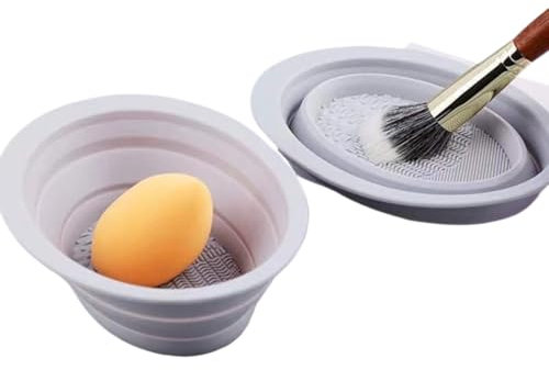 Silicone Makeup Brush Cleaner Bowl Foldable Brush Cleaning Mat Cosmetic Foundation Eyeshadow Powder Brushes Cleaner for Makeup