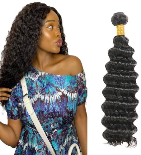 Lakaisa Extensions de cheveux humains vierges non traités sans colle #1B - Couleur noire naturelle - Tissage profond - 1 trame - 100 g - 40,6 cm