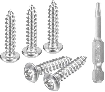 QUARKZMAN #6 x 5/8 Tornillos de Seguridad Torx, 50pcs Tornillos Autorroscantes de Cabeza Redonda Resistentes A La Manipulación, Tornillos Antirrobo de Acero Inoxidable 304 con Punta T15