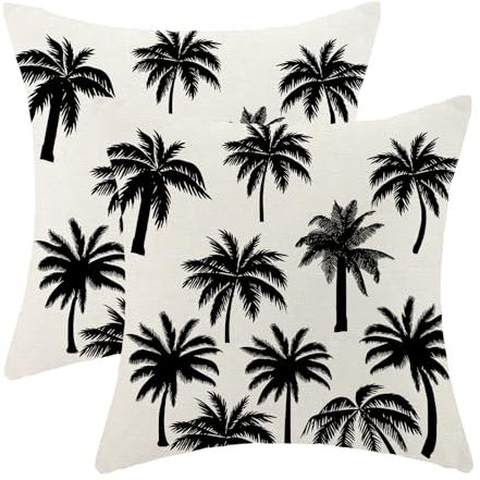 OFIRD Sommer-Kissenbezüge, dekorative Kissenbezüge für Außenbereich, Dekoration, moderner tropischer Kissenbezug, Bauernhaus, dekorativer Leinen-Kissenbezug für Couch, Sofa, 45,7 x 45,7 cm, 2 Stück