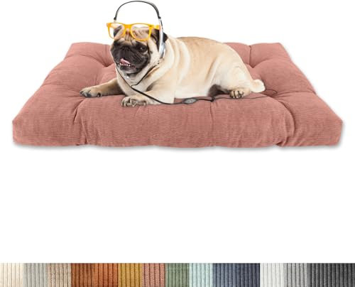 Lsjoaw Orthopädisches Hundebett 110x70x15cm Cordstoff Dog Bed Kleine Hundesofa Plüsch Hundekissen Grosse Hunde Hundecouch rutschfest Unterseite Mittelgroße Hundekörbchen Rosa