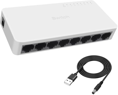 XMSJSIY 8-Port Ethernet Switch RJ45 Network Splitter Hub 10/100Mbps | RJ45 Ethernet Switch Unmanaged Home Office Ethernet Hub for Router Laptop Internet Devices