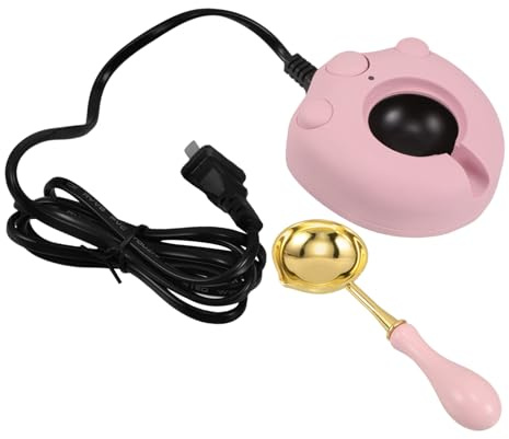 Scaldaceralacca Elettrico Rosa con Cucchiaio per Ceralacca e Sigilli | Plastica e Metallo, Controllo Preciso della Temperatura, Protezione dal Surriscaldamento, Uso Versatile, Funzionamento